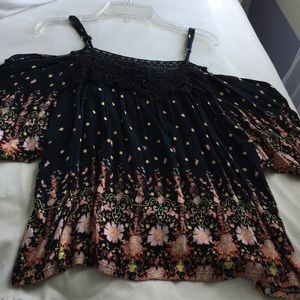 Floral cold shoulder top